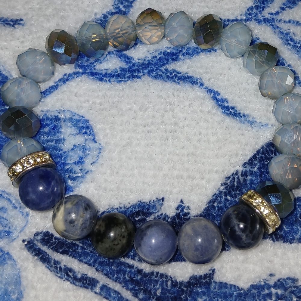 Blue Labradorite Beaded Bracelet